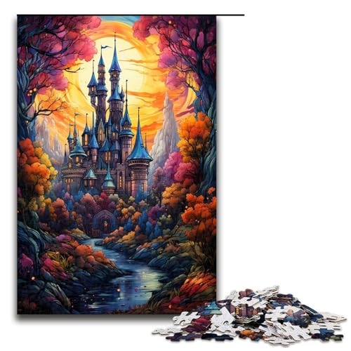 1000 Teile farbenfroher Psychedelischer Palast im Baum Puzzle für Erwachsene Holzpuzzle Familienspiele 1000 Teile (75 x 50 cm) von ouynngjing
