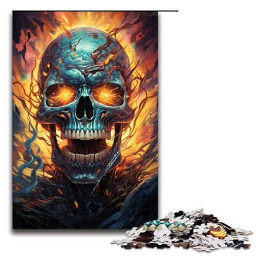 1000 Teile farbenfrohes psychedelisches Fantasy-Totenkopf-Puzzlespiel Puzzle für Erwachsene geeignet für Paare und Teenager ab 14 Jahren 1000 Teile (75 x 50 cm) von ouynngjing