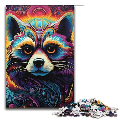 1000 Teile für Erwachsene und Kinder von Jigsaw Psychedelic Animal Raccoon Puzzles für Erwachsene Holzpuzzle 300 PCS 1000 Teile für Erwachsene und Kinder von Jigsaw Psychedelic Animal Raccoon Puzzles für Erwachsene Holzpuzzle 300 PCS von ouynngjing