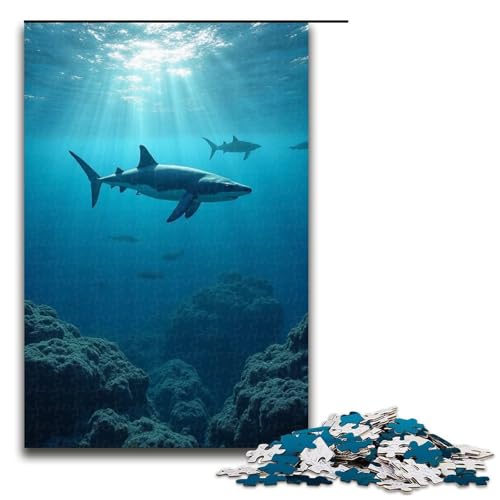 1000-teilige Puzzles für Erwachsene Hai-Puzzles Geschenke Geburtstagsgeschenke für Teenager ab 14 Jahren 1000 Teile (75 x 50 cm) von ouynngjing