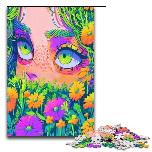 1000 teiliges Blumenmädchen Puzzle für Kinder Holzpuzzle Heimkunstdekor 1000 Teile (75 x 50 cm) von ouynngjing