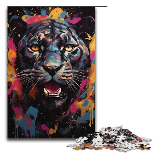 1000-teiliges Farb-Fantasie-Puzzle „Black Panther Geschenke Puzzle für Erwachsene Weihnachtswunschliste mit Weihnachtsmann für Teenager ab 14 Jahren 1000 Teile (38 x 26 cm) von ouynngjing