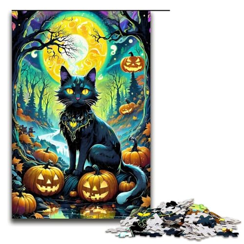 1000-teiliges Halloween-Cat11-Puzzle, Geschenke, Puzzles für Erwachsene, Weihnachtswunschliste mit Weihnachtsmann für Teenager ab 14 Jahren, 1000 Teile von ouynngjing