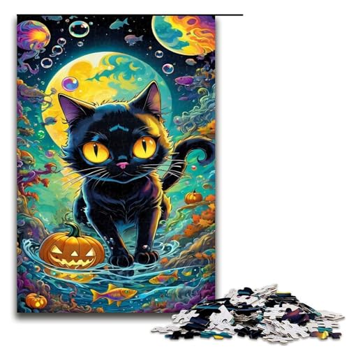 1000 teiliges Halloween Cat12 Puzzle für Erwachsene unmögliches Puzzle zum Stressabbau für Teenager ab 14 Jahren 1000 Teile (75 x 50 cm) von ouynngjing