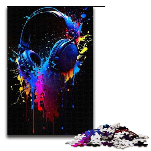 1000-teiliges Kopfhörer-Kunst-Puzzlespiel, Puzzle für Erwachsene, geeignet für Paare und Teenager ab 14 Jahren, 1000 PCS von ouynngjing