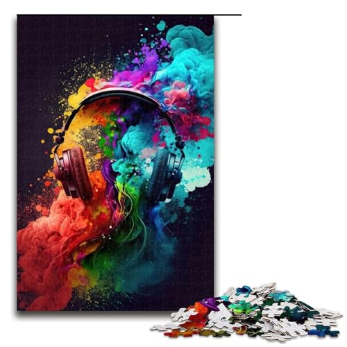1000-teiliges Kopfhörer-Musik-Puzzle für Kinder, Holzpuzzle, Heimkunst-Dekor, 1000 Teile von ouynngjing