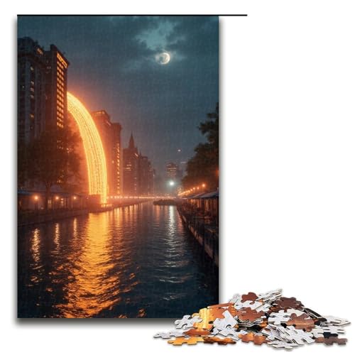 1000-teiliges Light Swing-Puzzle für Erwachsene Holzpuzzle Familienspiele 1000 Teile (75 x 50 cm) von ouynngjing