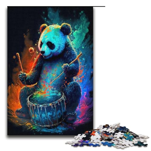 1000 teiliges Panda Puzzle für Erwachsene Trommel spielend Spaß für die ganze Familie Familienspiel Stressabbau schwieriges Herausforderungspuzzle 1000 Teile (38 x 26 cm) von ouynngjing