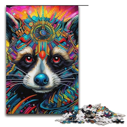 1000-teiliges Puzzle, Lernspiele, Psychedelisches Tier, Waschbär, Puzzle für Erwachsene, Holzpuzzle für Familienspaß und Spieleabend, 300 Teile 1000-teiliges Puzzle, Lernspiele, Psychedelisches Tier, Waschbär, Puzzle für Erwachsene, Holzpuzzle für Familienspaß und Spieleabend, 300 Teile von ouynngjing