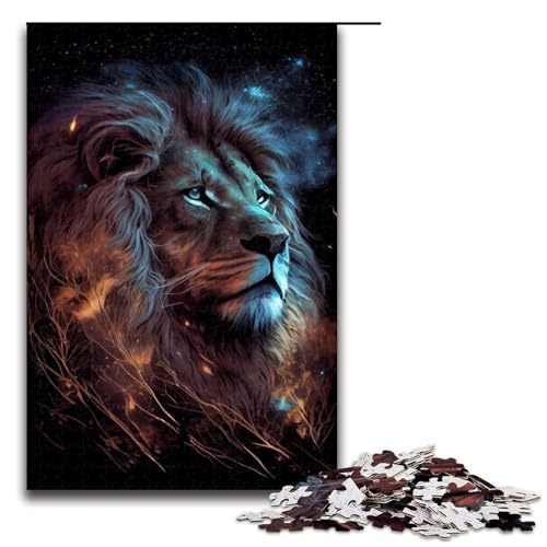 1000-teiliges Puzzle, Löwe, leuchtendes Puzzle für Erwachsene, Holzpuzzle, anspruchsvolles Spiel, 1000 Teile von ouynngjing