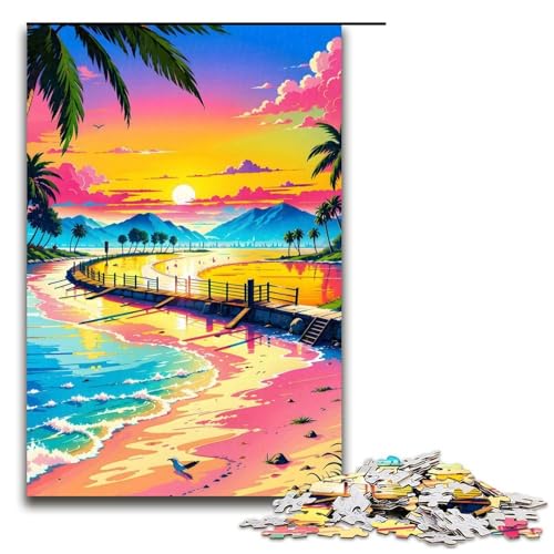 1000-teiliges Puzzle, schöner Strand, Puzzle für Erwachsene, Holzpuzzle, anspruchsvolles Spiel, 1000 Teile von ouynngjing