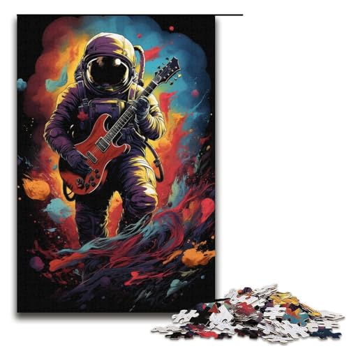 1000-teiliges Puzzle „Astronaut spielt Gitarre Geschenke Puzzle für Erwachsene Weihnachtswunschliste mit Weihnachtsmann für Teenager ab 14 Jahren 1000 Teile (38 x 26 cm) von ouynngjing