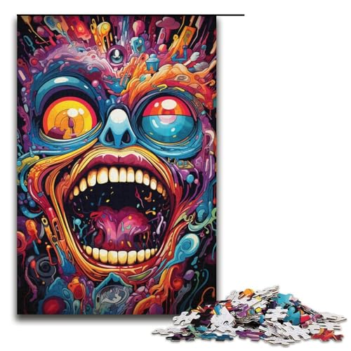 1000-teiliges Puzzle „Bizarre Bunte Monster für Erwachsene Holzpuzzle anspruchsvolles Spiel 1000 Teile (38 x 26 cm) von ouynngjing
