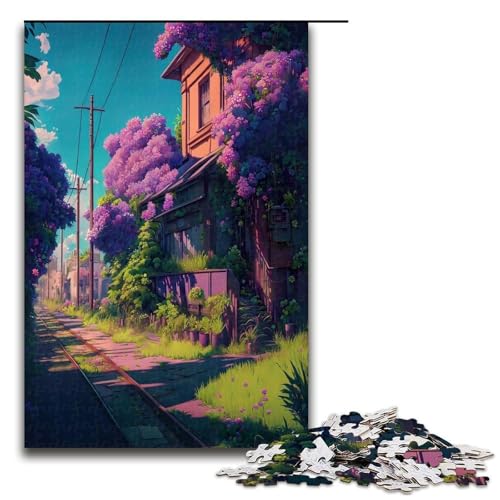 1000 teiliges Puzzle „Blumenstraße“ für Erwachsene und Kinder Holzpuzzle pädagogisches Spielzeug zum Stressabbau Puzzle 1000 Teile (75 x 50 cm) von ouynngjing