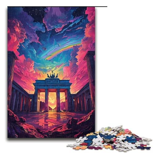 1000-teiliges Puzzle „Brandenburger Tor Deutschland Geschenke Puzzle für Erwachsene Weihnachtswunschliste mit Weihnachtsmann für Teenager ab 14 Jahren 1000 Teile (75 x 50 cm) von ouynngjing