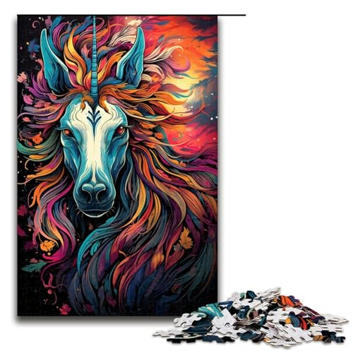 1000-teiliges Puzzle „Bunte Pferde auf dem Planeten“ für Erwachsene Holzpuzzle anspruchsvolles Spiel 1000 Teile (75 x 50 cm) von ouynngjing