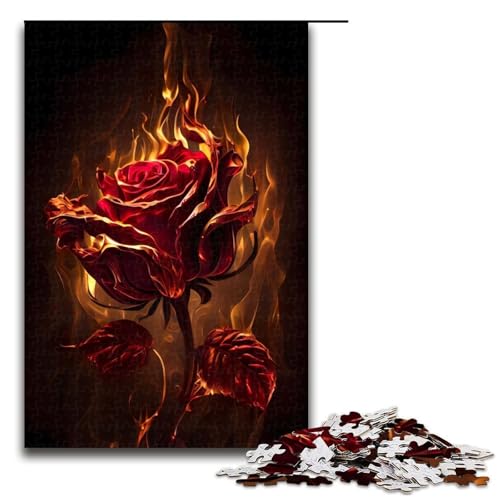 1000 teiliges Puzzle „Burning Rose“ für Erwachsene und Kinder Holzpuzzle pädagogisches Spielzeug zum Stressabbau Puzzle 1000 Teile (75 x 50 cm) von ouynngjing