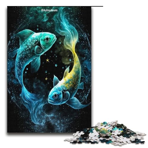 1000 teiliges Puzzle „Der kosmische Goldfisch“ für Erwachsene Holzpuzzle anspruchsvolles Spiel 1000 Teile (38 x 26 cm) von ouynngjing