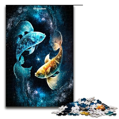 1000 teiliges Puzzle „Der kosmische Goldfisch“ für Erwachsene und Kinder Holzpuzzle pädagogisches Spielzeug zum Stressabbau Puzzle 1000 Teile (75 x 50 cm) von ouynngjing