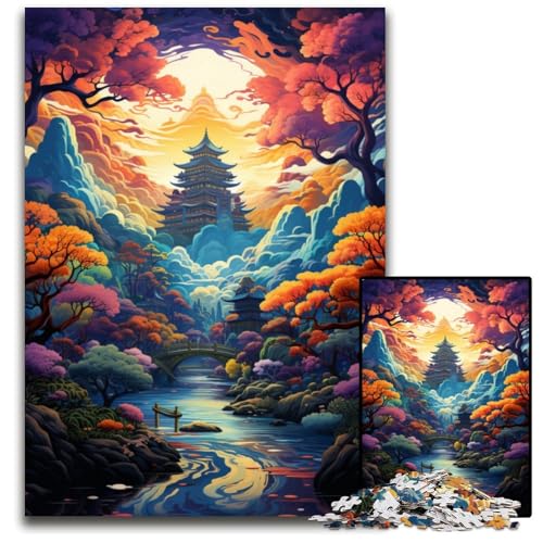 1000-teiliges Puzzle „Die farbenfrohe psychedelische Schönheit des Nara-Parks“ Puzzle für Erwachsene zum Entspannen und Herausfordern farbenfrohe Heimdekoration Kunst Freunde 1000 Teile (75x50cm) von ouynngjing