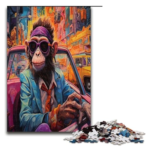 1000 teiliges Puzzle „Gentleman Orang Utan“ für Erwachsene und Kinder Holzpuzzle pädagogisches Spielzeug zum Stressabbau Puzzle 1000 Teile (75 x 50 cm) von ouynngjing
