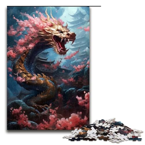 1000-teiliges Puzzle „Japanischer Drache Kirsche“ 10 Puzzle für Erwachsene, Holzpuzzle, anspruchsvolles Spiel, 1000 Teile von ouynngjing