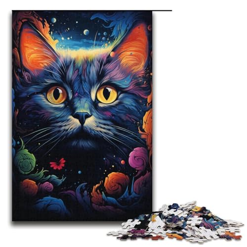 1000-teiliges Puzzle „Katzen für Erwachsene Holzpuzzle anspruchsvolles Spiel 1000 Teile (38 x 26 cm) von ouynngjing