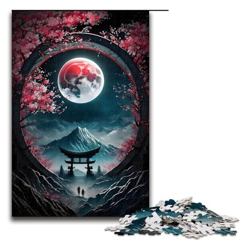 1000-teiliges Puzzle „Moonlit Sakura Serenity“ für Erwachsene, Holzpuzzle, anspruchsvolles Spiel, 1000 Teile von ouynngjing