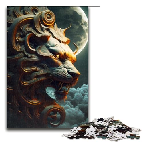 1000-teiliges Puzzle „Mystischer Mondlöwe“ für Erwachsene, Holzpuzzle, anspruchsvolles Spiel, 1000 Teile von ouynngjing