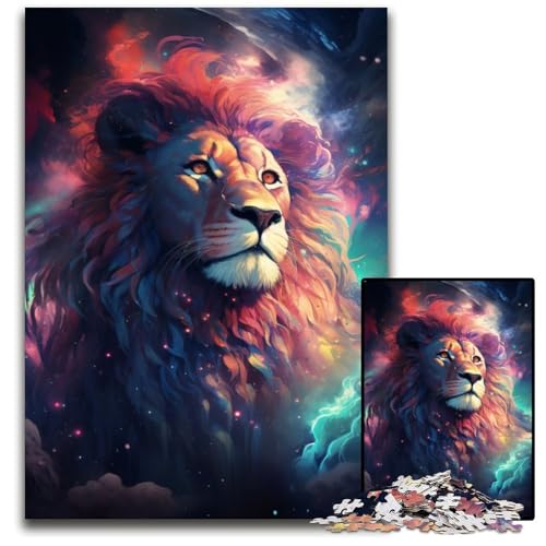 1000-teiliges Puzzle „Nebula Lion's“ farbenfrohes psychedelisches Holzpuzzle anspruchsvolles DIY-Denkspiel perfektes Familienspiel oder dekoratives Geschenk 1000 Teile (75x50cm) von ouynngjing