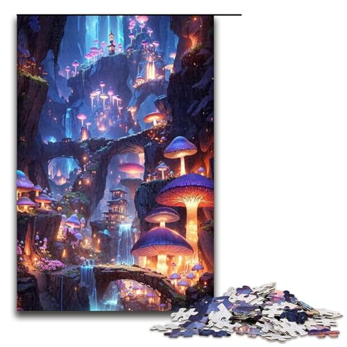 1000 teiliges Puzzle „Pilzehöhle“ für Erwachsene Holzpuzzle anspruchsvolles Spiel 1000 Teile (75 x 50 cm) von ouynngjing
