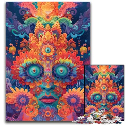1000-teiliges Puzzle „Psychedelische Kunst“ Holzpuzzle anspruchsvolles DIY-Denkspiel perfektes Familienspiel oder dekoratives Geschenk 1000 Teile (75x50cm) von ouynngjing