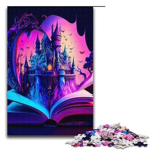 1000 teiliges Puzzle „Schloss im Buch“ für Erwachsene Holzpuzzle anspruchsvolles Spiel 1000 Teile (38 x 26 cm) von ouynngjing