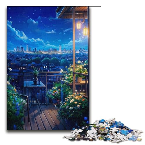 1000 teiliges Puzzle „Summer Nights“ für Erwachsene Holzpuzzle anspruchsvolles Spiel 1000 Teile (38 x 26 cm) von ouynngjing