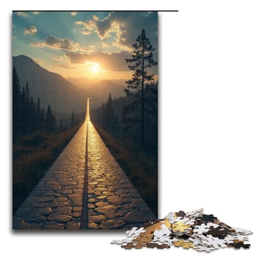 1000-teiliges Puzzle A Long Way to Go für Kinder Holzpuzzle Heimkunst-Dekor 1000 Teile (75 x 50 cm) von ouynngjing