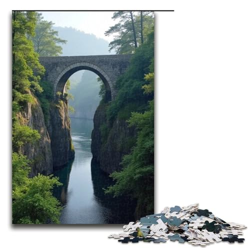 1000-teiliges Puzzle Ancient Bridge für Erwachsene und Kinder Holzpuzzle pädagogisches Spielzeug zum Stressabbau Puzzle 1000 Teile (75 x 50 cm) von ouynngjing