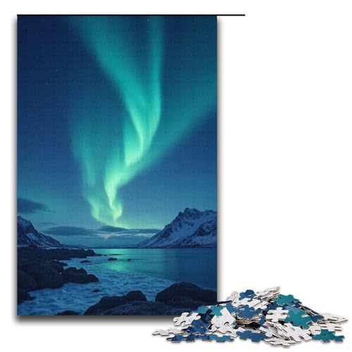 1000-teiliges Puzzle Aurora Tanzt am Nachthimmel Puzzle für Erwachsene Holzpuzzle Familienspiele 1000 Teile (38 x 26 cm) von ouynngjing