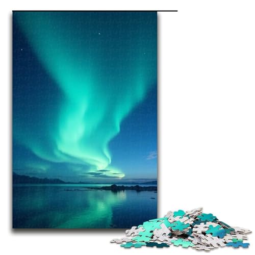 1000-teiliges Puzzle Aurora Tanzt am Nachthimmel Puzzle für Erwachsene Holzpuzzle Familienspiele 1000 Teile (75 x 50 cm) von ouynngjing