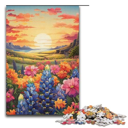 1000-teiliges Puzzle Bluebonnet_colorfulJigsaw für Erwachsene und Kinder Holzpuzzle pädagogisches Spielzeug zum Stressabbau Puzzle 1000 Teile (38 x 26 cm) von ouynngjing
