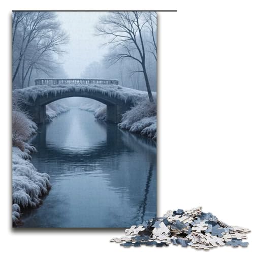 1000-teiliges Puzzle Broken Bridge Frost für Erwachsene und Kinder Holzpuzzle pädagogisches Spielzeug zum Stressabbau Puzzle 1000 Teile (38 x 26 cm) von ouynngjing