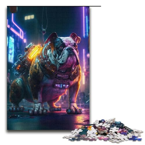 1000 teiliges Puzzle Bulldogge für Erwachsene Holzpuzzle anspruchsvolles Spiel 1000 Teile (38 x 26 cm) von ouynngjing