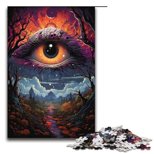 1000-teiliges Puzzle Bunte Fantasieaugen Puzzle für Erwachsene Holzpuzzle anspruchsvolles Spiel 1000 Teile (38 x 26 cm) von ouynngjing