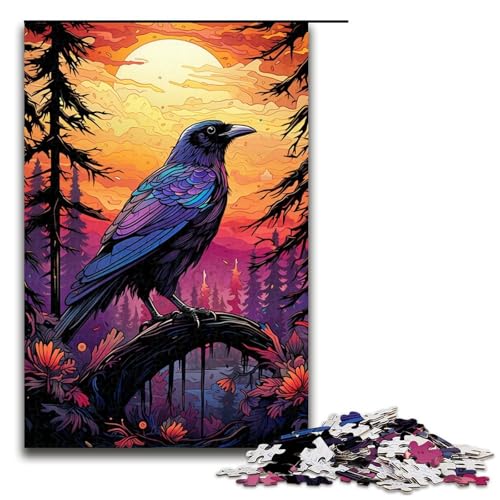 1000-teiliges Puzzle Bunte Fantasiekrähe für Erwachsene und Kinder Holzpuzzle pädagogisches Spielzeug zum Stressabbau Puzzle 1000 Teile (75 x 50 cm) von ouynngjing