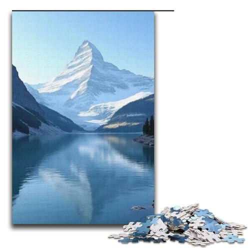 1000-teiliges Puzzle Der Blaue See spiegelt die schneebedeckten Berge wider Puzzle für Erwachsene Holzpuzzle anspruchsvolles Spiel 1000 Teile (38 x 26 cm) von ouynngjing