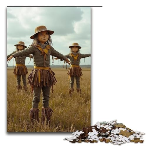 1000-teiliges Puzzle Die Vogelscheuche wacht leise über das Feld Puzzle für Erwachsene Holzpuzzle anspruchsvolles Spiel 1000 Teile (75 x 50 cm) von ouynngjing