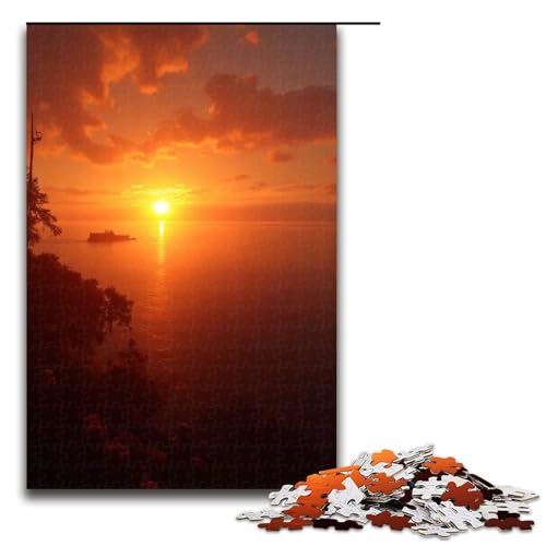 1000-teiliges Puzzle Die aufgehende Sonne für Kinder Holzpuzzle Heimkunstdekor 1000 Teile (75 x 50 cm) von ouynngjing