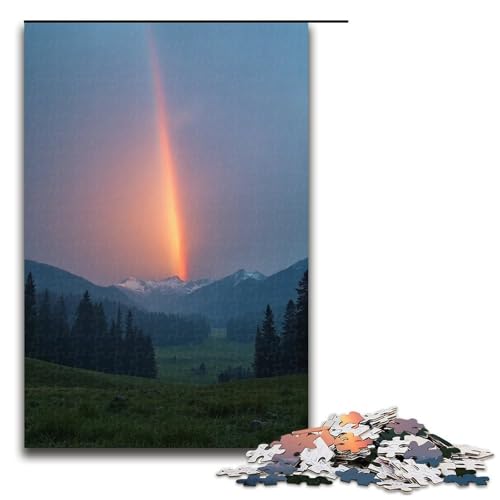 1000-teiliges Puzzle Doppelter Regenbogen über dem Tal nach dem Regen für Kinder Holzpuzzle Heimkunstdekor 1000 Teile (75 x 50 cm) von ouynngjing