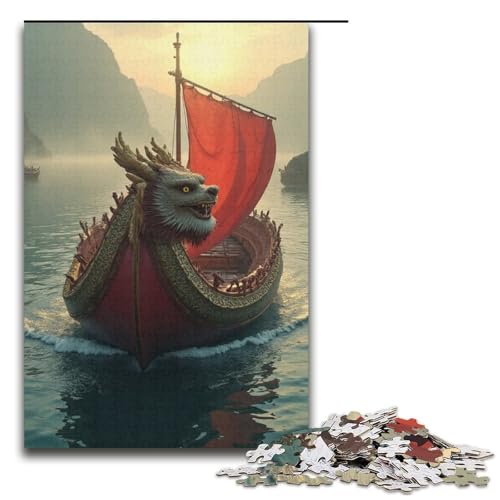 1000-teiliges Puzzle Drachenbootrennen für Erwachsene Holzpuzzle anspruchsvolles Spiel 1000 Teile (38 x 26 cm) von ouynngjing