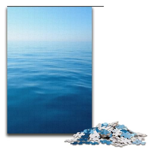 1000-teiliges Puzzle Endless Blue Water für Erwachsene Holzpuzzle anspruchsvolles Spiel 1000 Teile (38 x 26 cm) von ouynngjing
