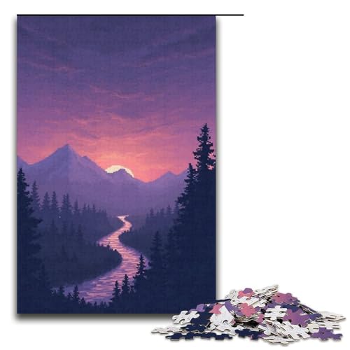 1000-teiliges Puzzle Entfernte Berge Holzpuzzle Lernspiele Heimdekoration 1000 Teile (38 x 26 cm) von ouynngjing